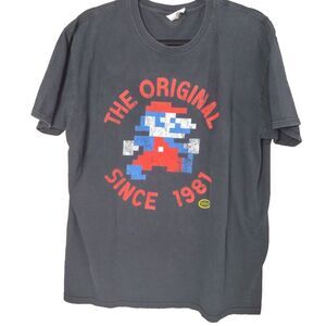 Vintage MARIO Mens T-shirt XL Black short‎ sleeve Nintendo Character T Ring Neck